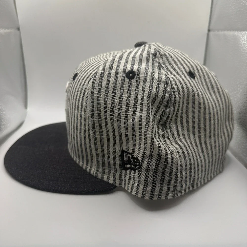 New Era 59FIFTY Los Angeles Angels‎ Fitted Hat 7 5/8 Pinstripe Linen Cotton Cap